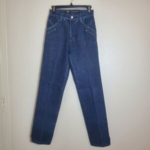 Rockies Vintage Womens Bareback Mom Western Jeans Sz 26/3 Blue High Rise Studded